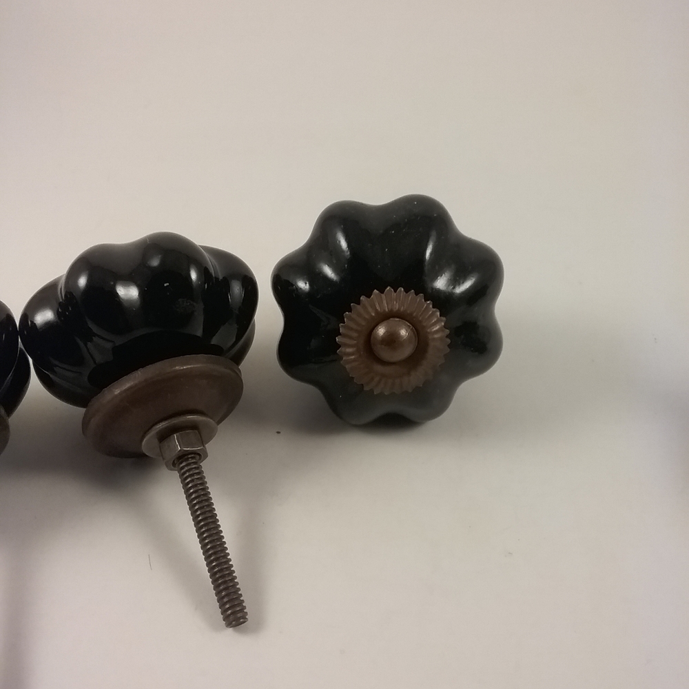 Black Bronze Metal Cabinet Drawer Ceramic Knobs - Picture 4 of 5
